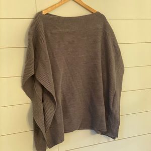 LOFT One Size Grey Ribbed Poncho